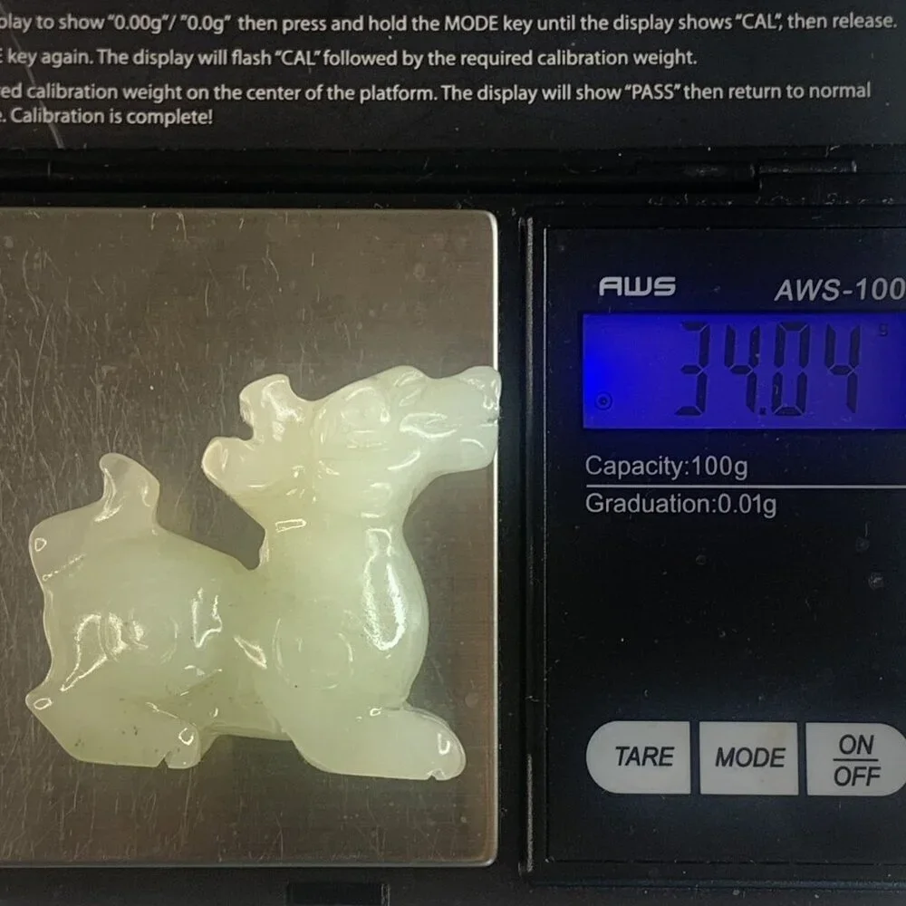 Chinese Jade Foo Dog Pixiu Figurine Carved Mythical Animal Figure Statue Vintage
